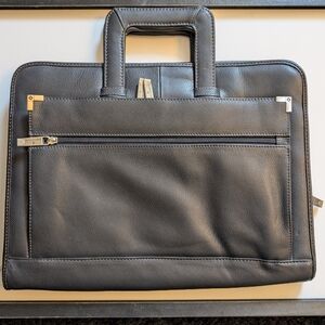 Samsonite Leather Document Portfolio Clutch Brief Case Black Pad Folio Attache